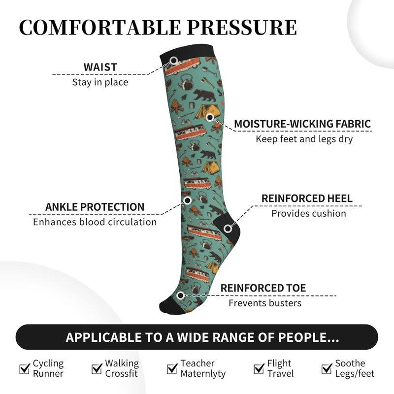 bassyil Compression Socks for Women & Men Circulation 15-20 mmHg Knee High Best Support for Nurses Travel Running Athletic - Image 2